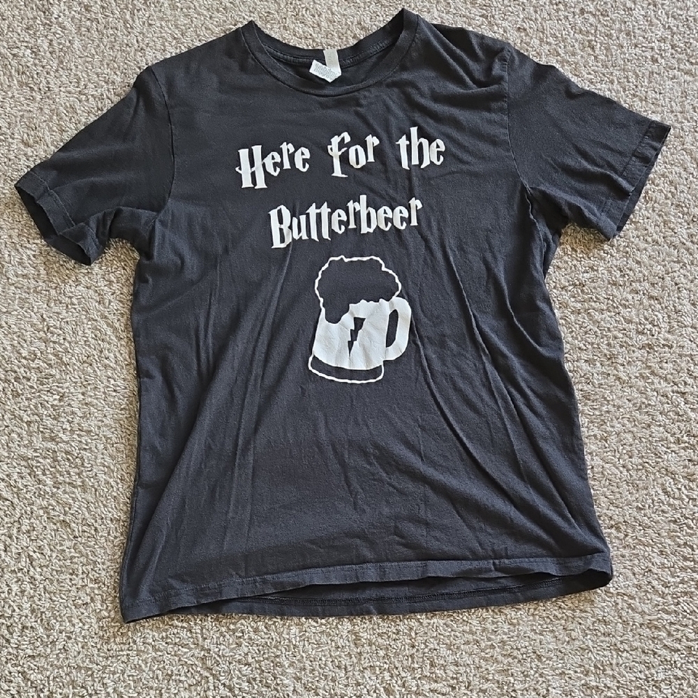 Dark Grey Graphic Tee with Butterbeer Print Universal Harry Potter Mens XL